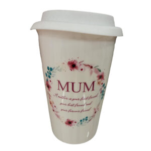 Landmark Ceramic Tea Coffee Travel Mug Cup Mum Floral Wreath
