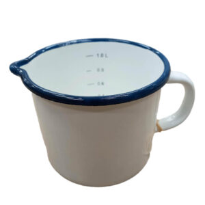 Country Vintage Style Enamel Measuring Cup White 1 Litre