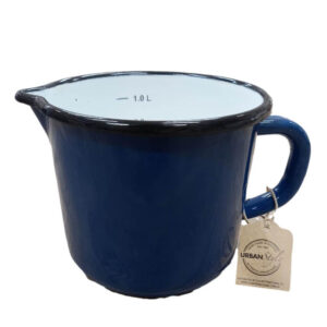 Country Vintage Style Enamel Measuring Cup Blue 1 Litre