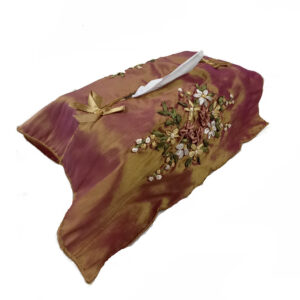 French Country Satin Embroidered Bronze Tissue Box Cover