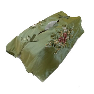 French Country Satin Embroidered Green Tissue Box Cover