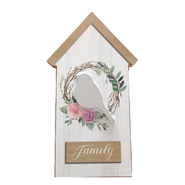 French Country Art House Family Bird Wooden Freestanding Sign