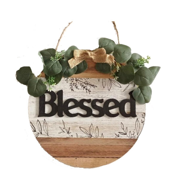 French Country Wall Art Blessed Round Large Wooden Sign