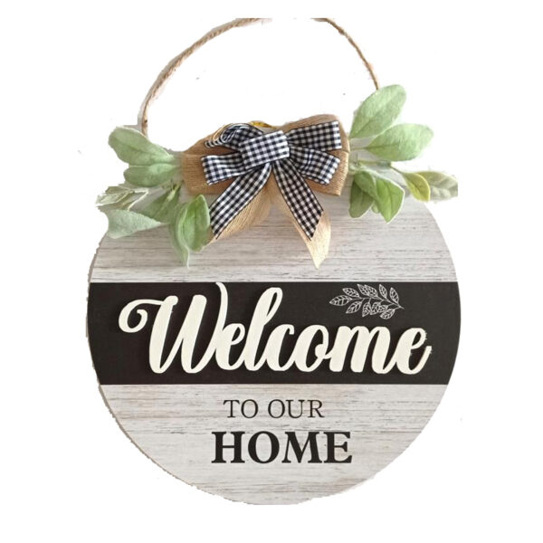 French Country Wall Art Welcome to Our Home Round Large Wooden Sign