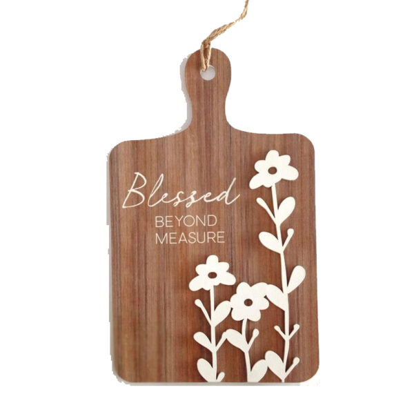 French Country Wall Hanging Blessed Beyond Measure Wooden Sign