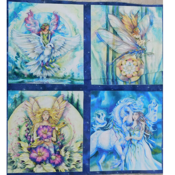 Patchwork Quilting Sewing Fabric Morning Moon Fairies 58x110cm Panel