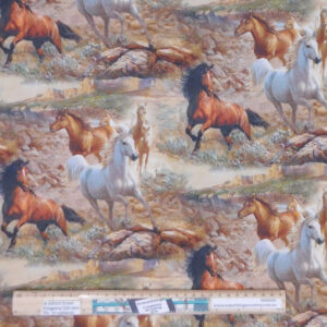 Patchwork Quilting Fabric Independence Horses Allover 50x55cm FQ