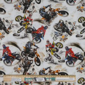Patchwork Quilting Fabric Motocross Motorbikes Allover 50x55cm FQ