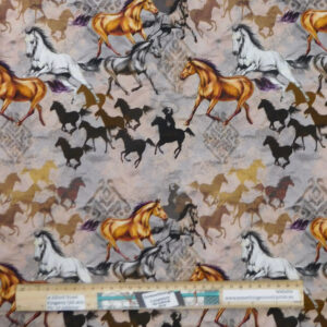 Patchwork Quilting Fabric Rope Em Cowboy Horses 50x55cm FQ