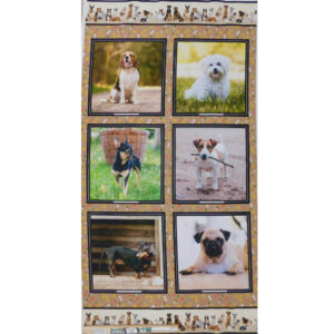 Patchwork Quilting Sewing Fabric Canine Companions Dogs C Panel 61x110cm