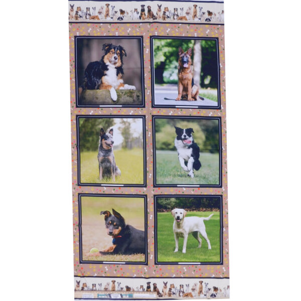 Patchwork Quilting Sewing Fabric Canine Companions Dogs A Panel 61x110cm Material