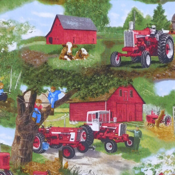 Quilting Patchwork Sewing Fabric Farmall Tractors on Farm 50x55cm FQ