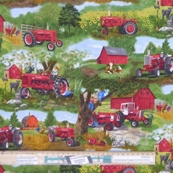 Quilting Patchwork Sewing Fabric Farmall Tractors on Farm 50x55cm FQ