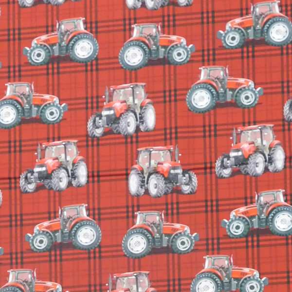 Quilting Patchwork Sewing Fabric International Tractors on Red 50x55cm FQ