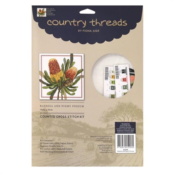 Country Threads Cross X Stitch Kit Banksia and Pigmy Possum Counted