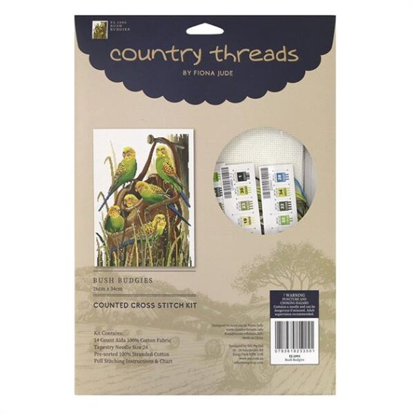 Country Threads Cross X Stitch Kit Bush Budgies Counted