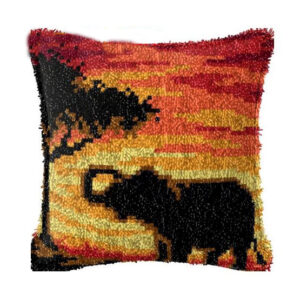 Crafting Kit Latch Hook Cushion African Elephant with Hook Threads