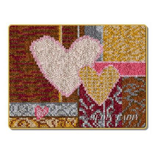Crafting Kit Latch Hook Floor Mat Hearts with Hook Threads