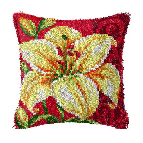 Crafting Kit Latch Hook Cushion Lily with Hook Threads