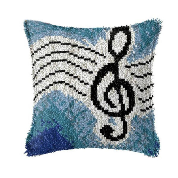 Crafting Kit Latch Hook Cushion Music Note with Hook Threads