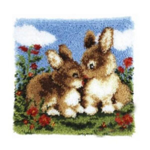 Crafting Kit Latch Hook Cushion 2 Rabbit with Hook Threads