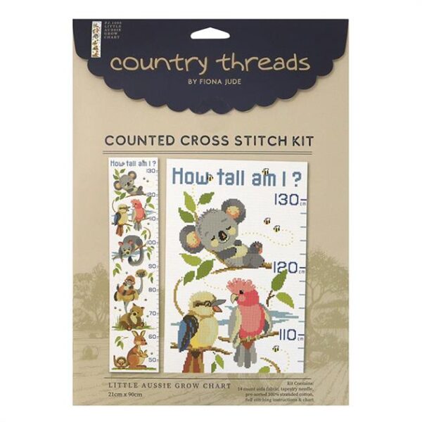 Country Threads Cross X Stitch Kit Little Aussie Birth Growth Chart Counted