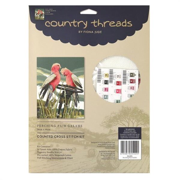 Country Threads Cross X Stitch Kit Perching Pair Galahs Counted