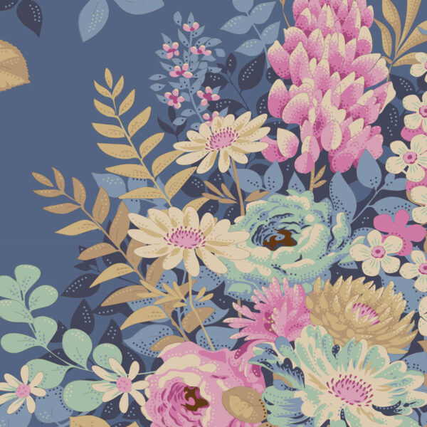 Quilting Patchwork Fabric TILDA Chic Escape Whimsyflower Blue 50x55cm FQ