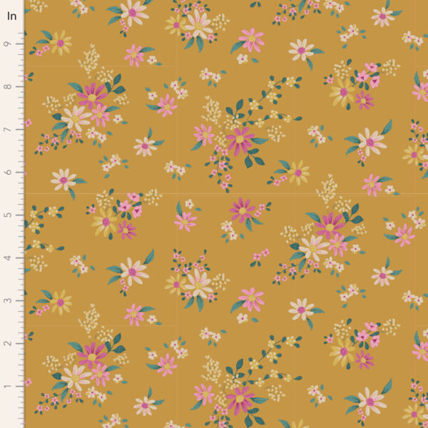 Quilting Patchwork Fabric TILDA Daisyfield Mustard 50x55cm FQ