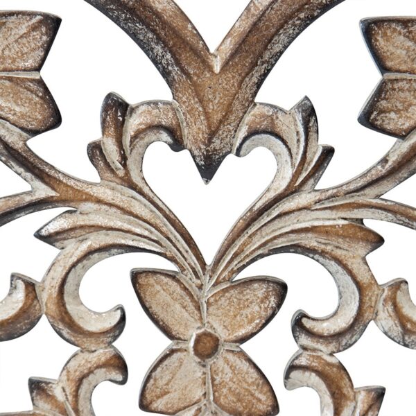 Country Farmhouse Handcarved Scroll Heart Wooden Wall Art