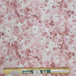 Patchwork Quilting Sewing Fabric Farm Pink Piggy Mania Material 50x55cm FQ