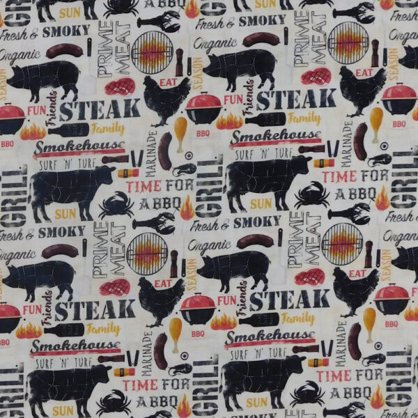 Patchwork Quilting Sewing Fabric BBQ King of the Grill Material 50x55cm FQ