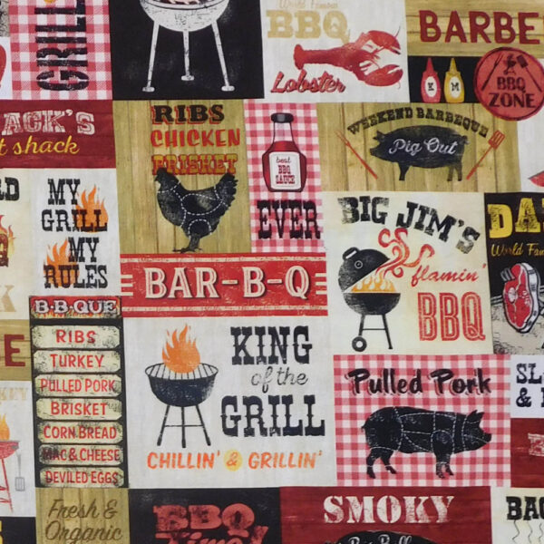 Patchwork Quilting Sewing Fabric BBQ King of the Grill Material 50x55cm FQ