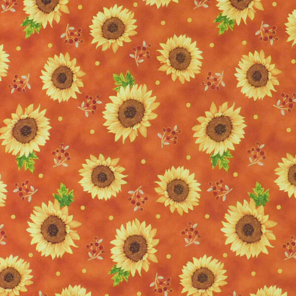 Patchwork Quilting Sewing Fabric Sunflowers Rust Material 50x55cm FQ