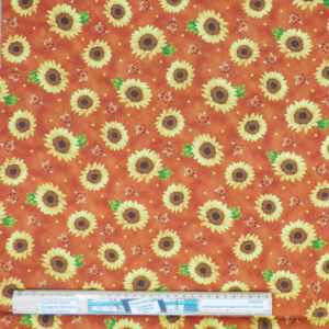 Patchwork Quilting Sewing Fabric Sunflowers Rust Material 50x55cm FQ