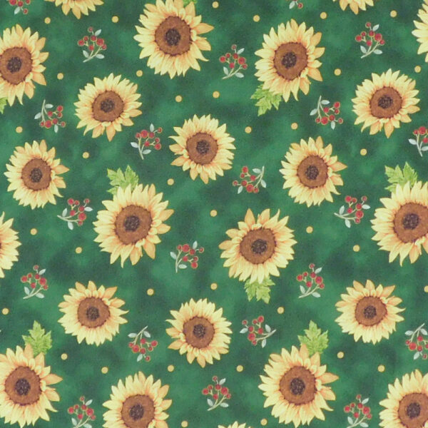 Patchwork Quilting Sewing Fabric Sunflowers Green Material 50x55cm FQ