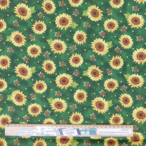 Patchwork Quilting Sewing Fabric Sunflowers Green Material 50x55cm FQ