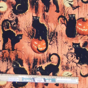 Patchwork Quilting Sewing Fabric Halloween Black Cat 50x55cm FQ