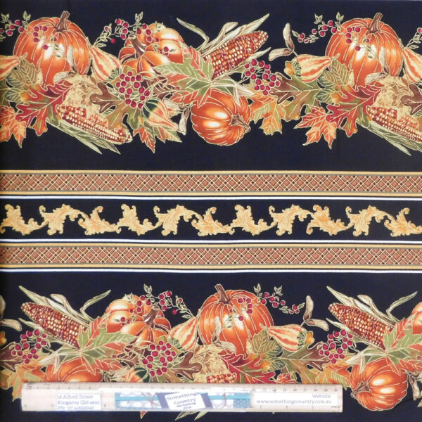 Patchwork Quilting Sewing Fabric Autumn Pumpkins Border 50x55cm FQ