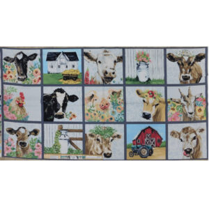 Patchwork Quilting Sewing Fabric Farm Hill Animals Panel 60x110cm