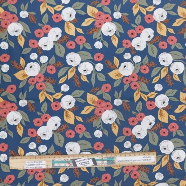 Patchwork Quilting Sewing Fabric Moda Flower Pot Navy 50x55cm FQ