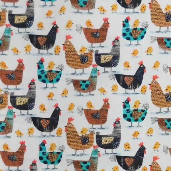 Patchwork Quilting Sewing Fabric On the Farm Hens 50x55cm FQ