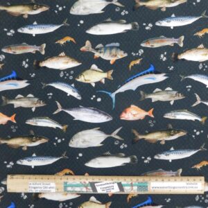 Patchwork Quilting Sewing Fabric Mixed Gone Fishing 50x55cm FQ