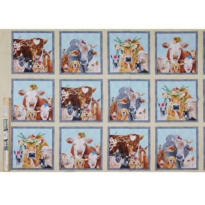 Patchwork Quilting Sewing Fabric Happy Farm Animals Panel 62x110cm