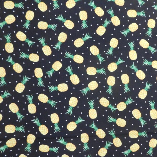 Patchwork Quilting Sewing Fabric Pineapples Black Allover 50x55cm FQ