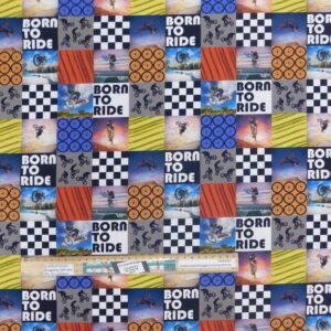 Patchwork Quilting Sewing Fabric Born to Ride Motorbikes 50x55cm FQ