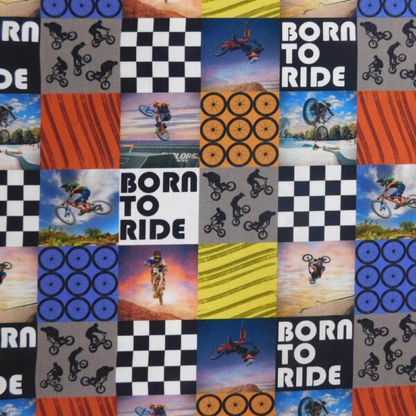 Patchwork Quilting Sewing Fabric Born to Ride Motorbikes 50x55cm FQ