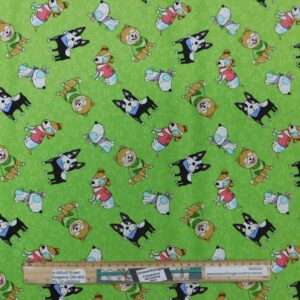 Patchwork Quilting Sewing Fabric Dog Days Green Material 50x55cm FQ