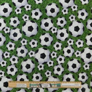 Patchwork Quilting Sewing Fabric Soccer Balls Green Material 50x55cm FQ