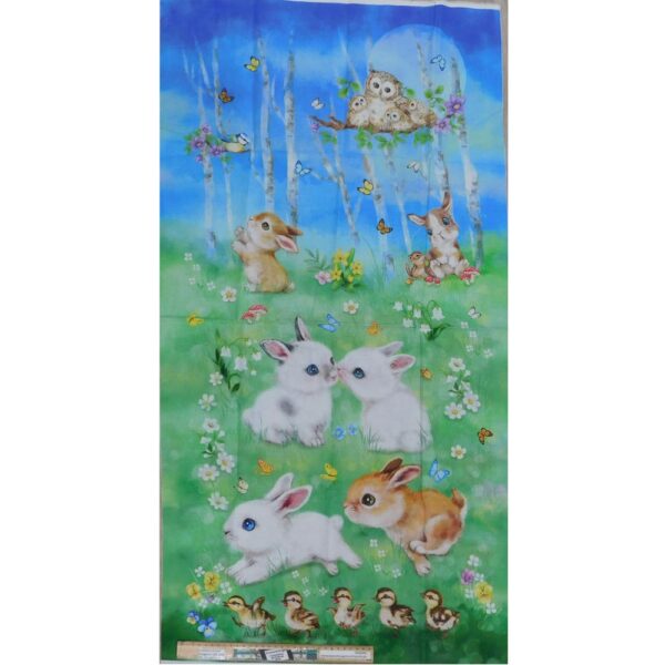 Patchwork Quilting Sewing Fabric Bunny Meadow Panel 58x110cm